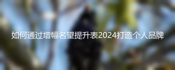 如何通过增幅名望提升表2024打造个人品牌
