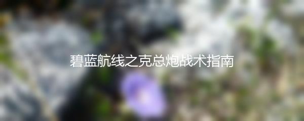碧蓝航线之克总炮战术指南
