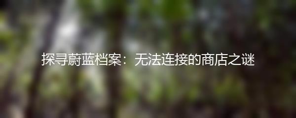 探寻蔚蓝档案：无法连接的商店之谜