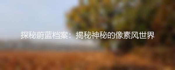 探秘蔚蓝档案：揭秘神秘的像素风世界