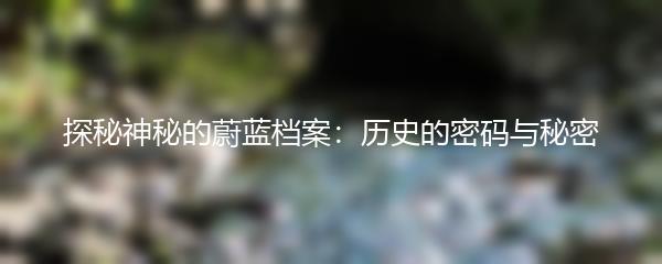 探秘神秘的蔚蓝档案：历史的密码与秘密