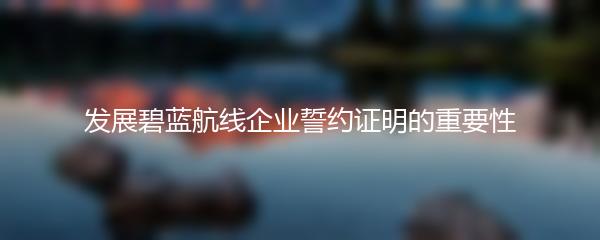 发展碧蓝航线企业誓约证明的重要性