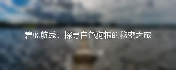 碧蓝航线：探寻白色狗粮的秘密之旅