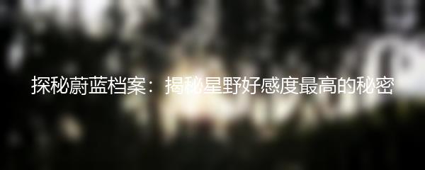 探秘蔚蓝档案：揭秘星野好感度最高的秘密
