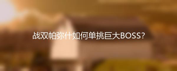 战双帕弥什如何单挑巨大BOSS？