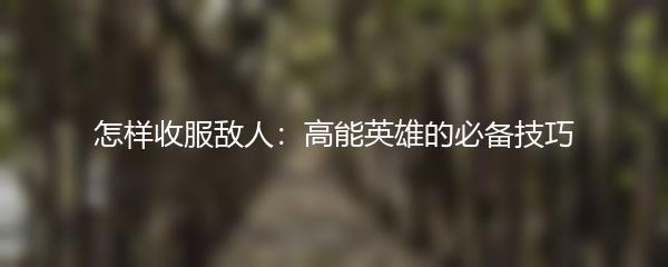 怎样收服敌人：高能英雄的必备技巧