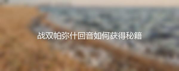 战双帕弥什回音如何获得秘籍