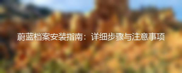 蔚蓝档案安装指南：详细步骤与注意事项