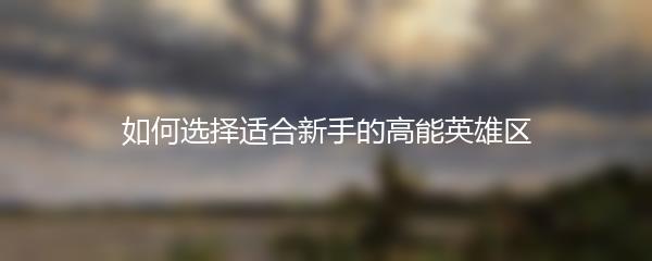 如何选择适合新手的高能英雄区
