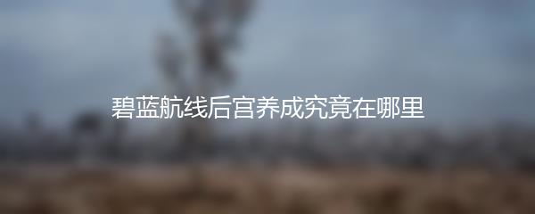 碧蓝航线后宫养成究竟在哪里