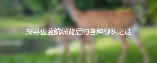 探寻碧蓝航线背后的各种舰队之谜