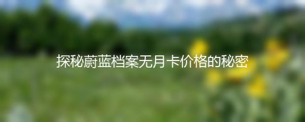 探秘蔚蓝档案无月卡价格的秘密