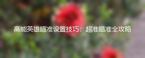 高能英雄瞄准设置技巧：超准瞄准全攻略