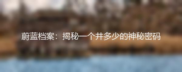 蔚蓝档案：揭秘一个井多少的神秘密码