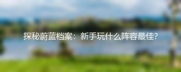 探秘蔚蓝档案：新手玩什么阵容最佳？