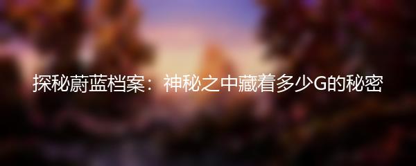 探秘蔚蓝档案：神秘之中藏着多少G的秘密