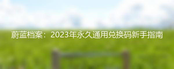 蔚蓝档案：2023年永久通用兑换码新手指南