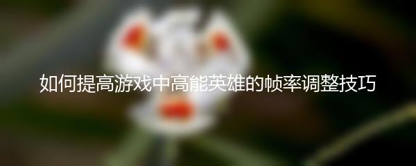 如何提高游戏中高能英雄的帧率调整技巧