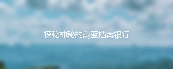 探秘神秘的蔚蓝档案银行