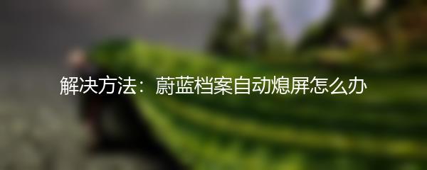 解决方法：蔚蓝档案自动熄屏怎么办