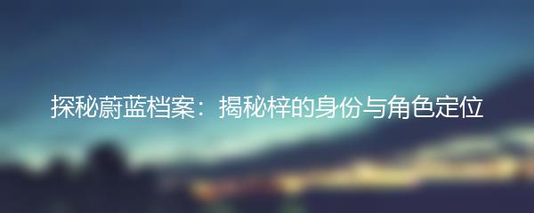 探秘蔚蓝档案：揭秘梓的身份与角色定位