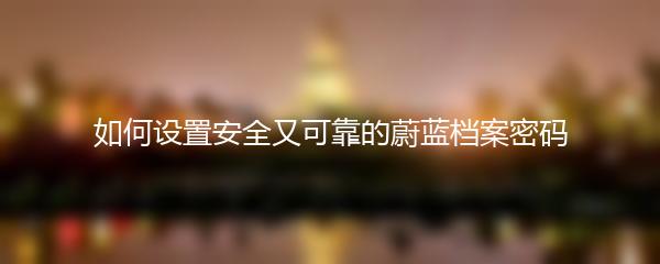 如何设置安全又可靠的蔚蓝档案密码