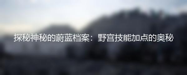 探秘神秘的蔚蓝档案：野宫技能加点的奥秘