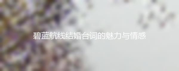 碧蓝航线结婚台词的魅力与情感