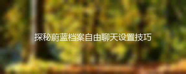 探秘蔚蓝档案自由聊天设置技巧