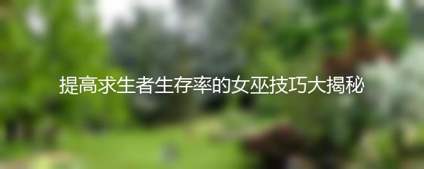 提高求生者生存率的女巫技巧大揭秘