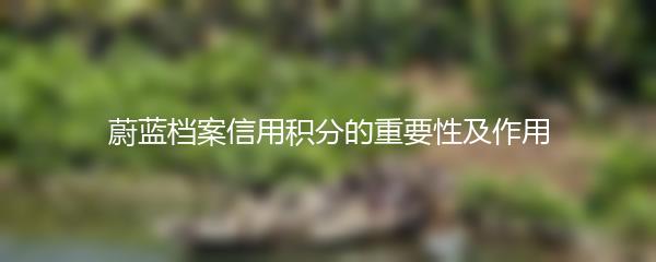蔚蓝档案信用积分的重要性及作用
