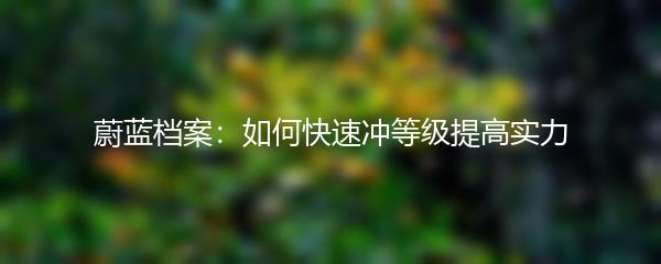 蔚蓝档案：如何快速冲等级提高实力