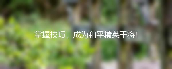 掌握技巧，成为和平精英干将！