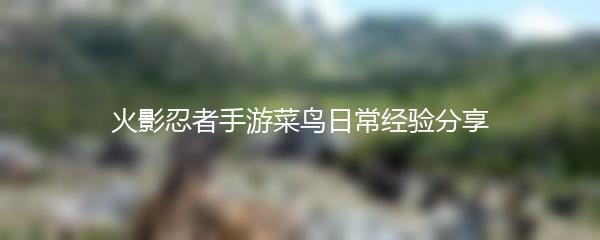 火影忍者手游菜鸟日常经验分享