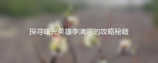 探寻曙光英雄李清照的攻略秘籍