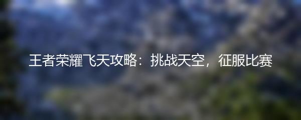 王者荣耀飞天攻略：挑战天空，征服比赛