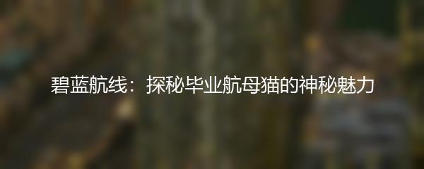 碧蓝航线：探秘毕业航母猫的神秘魅力