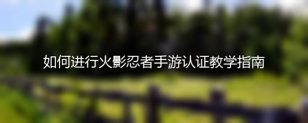 如何进行火影忍者手游认证教学指南