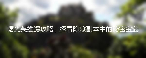 曙光英雄鳗攻略：探寻隐藏副本中的秘密宝藏