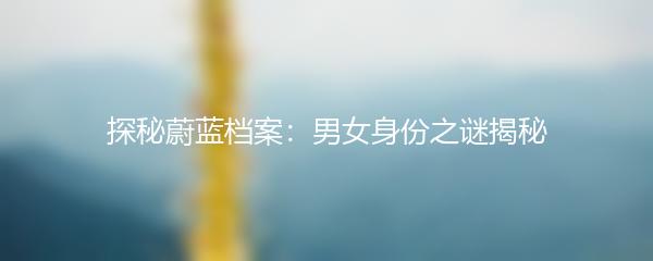 探秘蔚蓝档案：男女身份之谜揭秘