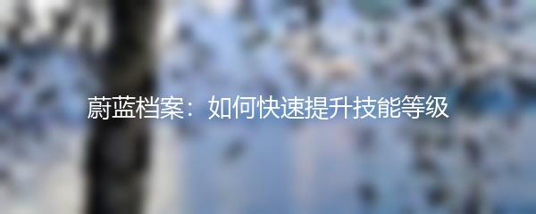 蔚蓝档案：如何快速提升技能等级