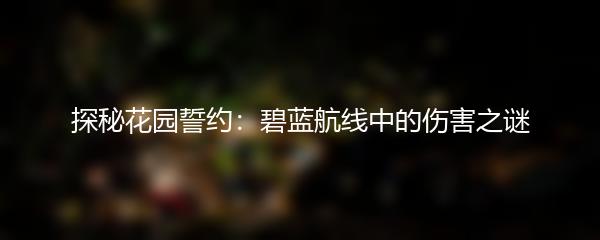 探秘花园誓约：碧蓝航线中的伤害之谜