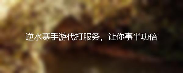 逆水寒手游代打服务，让你事半功倍
