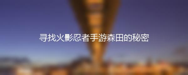 寻找火影忍者手游森田的秘密