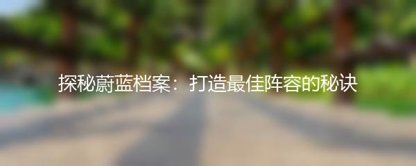 探秘蔚蓝档案：打造最佳阵容的秘诀