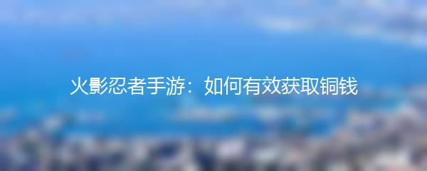 火影忍者手游：如何有效获取铜钱