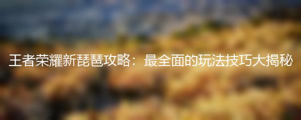 王者荣耀新琵琶攻略：最全面的玩法技巧大揭秘