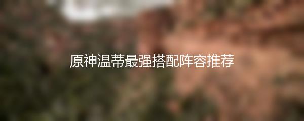 原神温蒂最强搭配阵容推荐