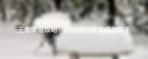 王者荣耀攻略：如何提升胜率成为高手