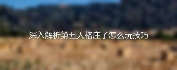 深入解析第五人格庄子怎么玩技巧